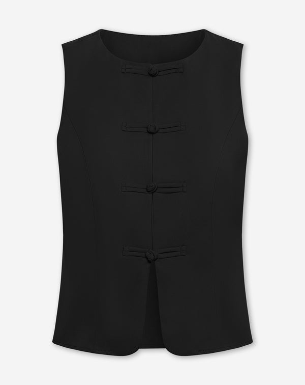 FLYNN MANDARIN GILET ZWART