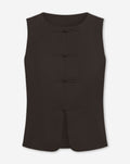 FLYNN MANDARIN GILET DONKERBRUIN