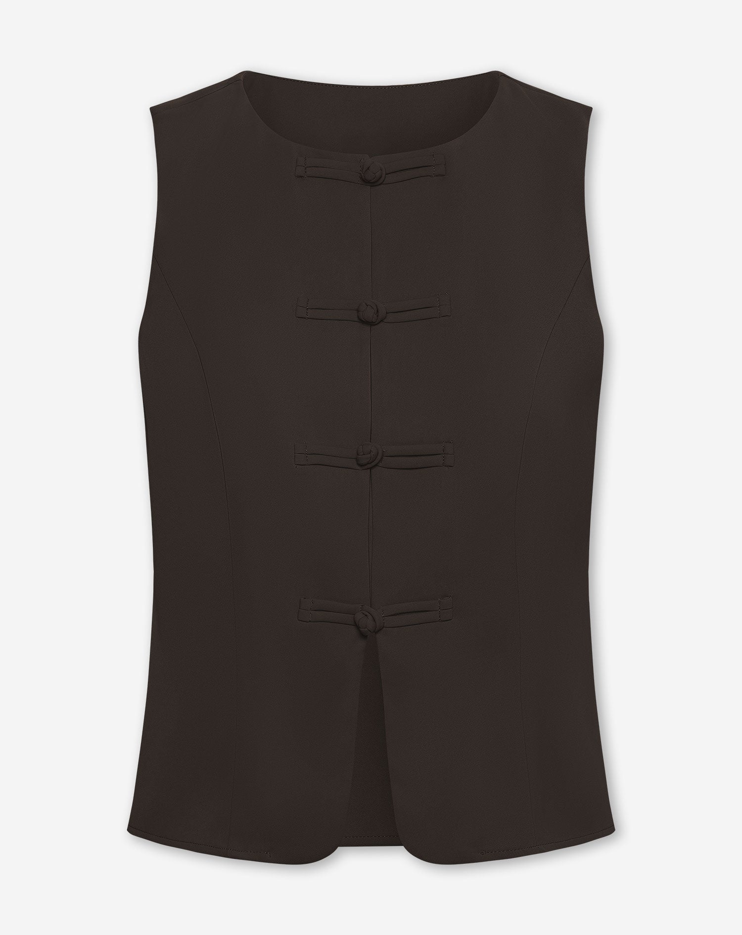FLYNN MANDARIN GILET DONKERBRUIN