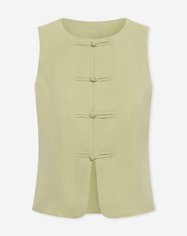 FLYNN MANDARIN GILET SALIE GROEN