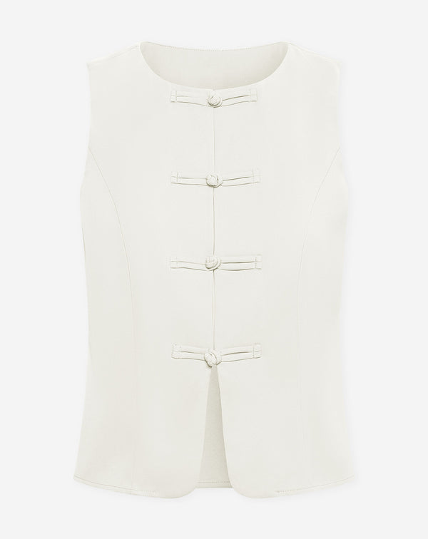 FLYNN MANDARIN GILET OFF WHITE
