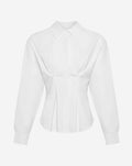 POPLIN PLEATED WAIST BLOUSE WIT