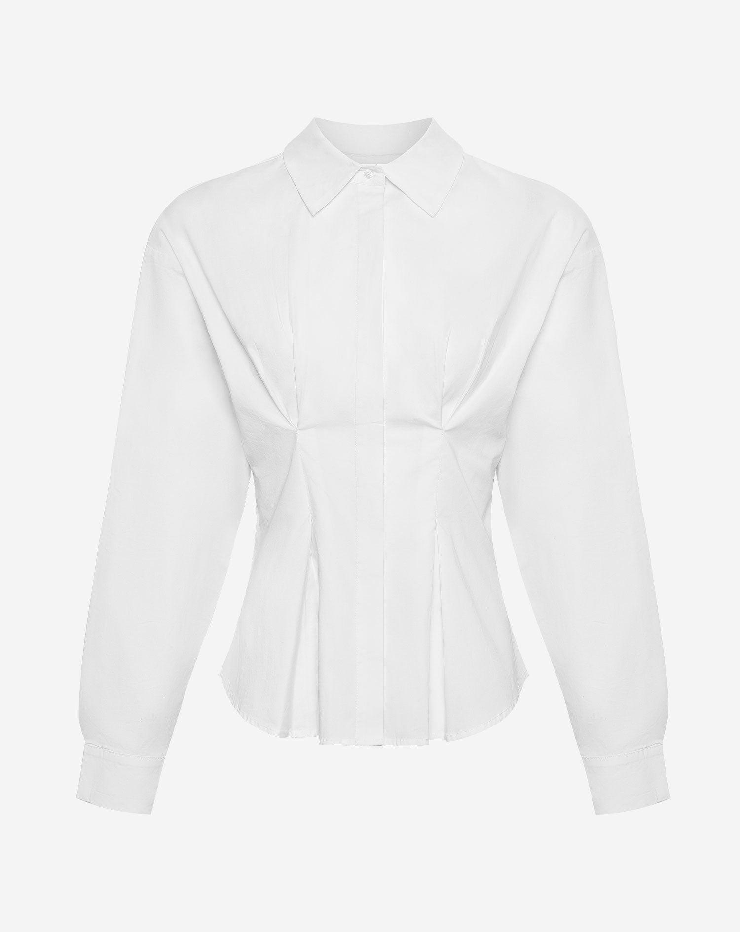 POPLIN PLEATED WAIST BLOUSE WIT
