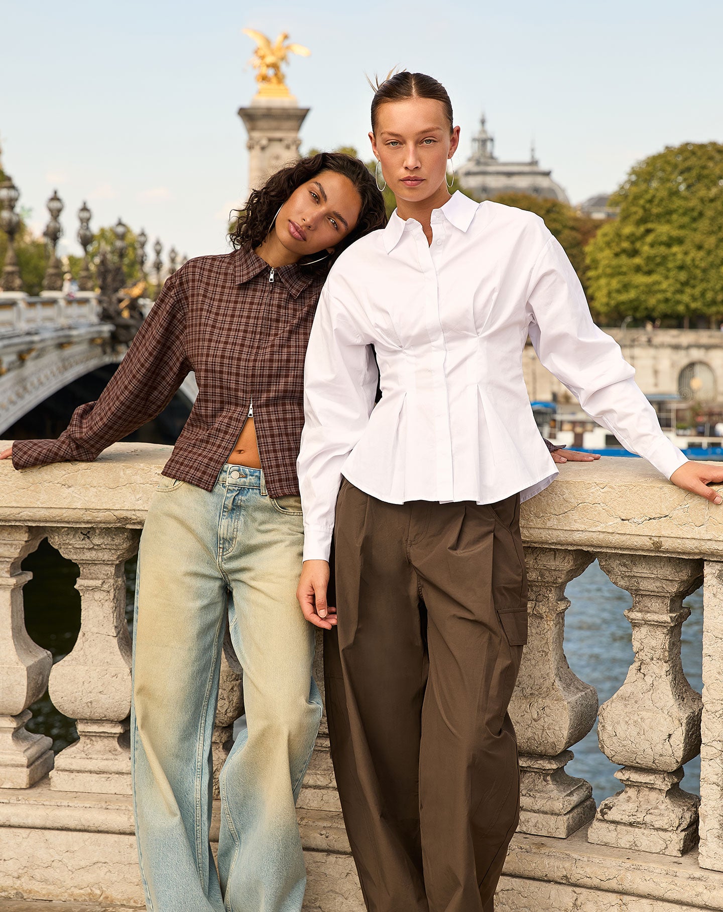 POPLIN PLEATED WAIST BLOUSE WIT