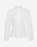 POPLIN PLEATED PEPLUM BLOUSE WIT
