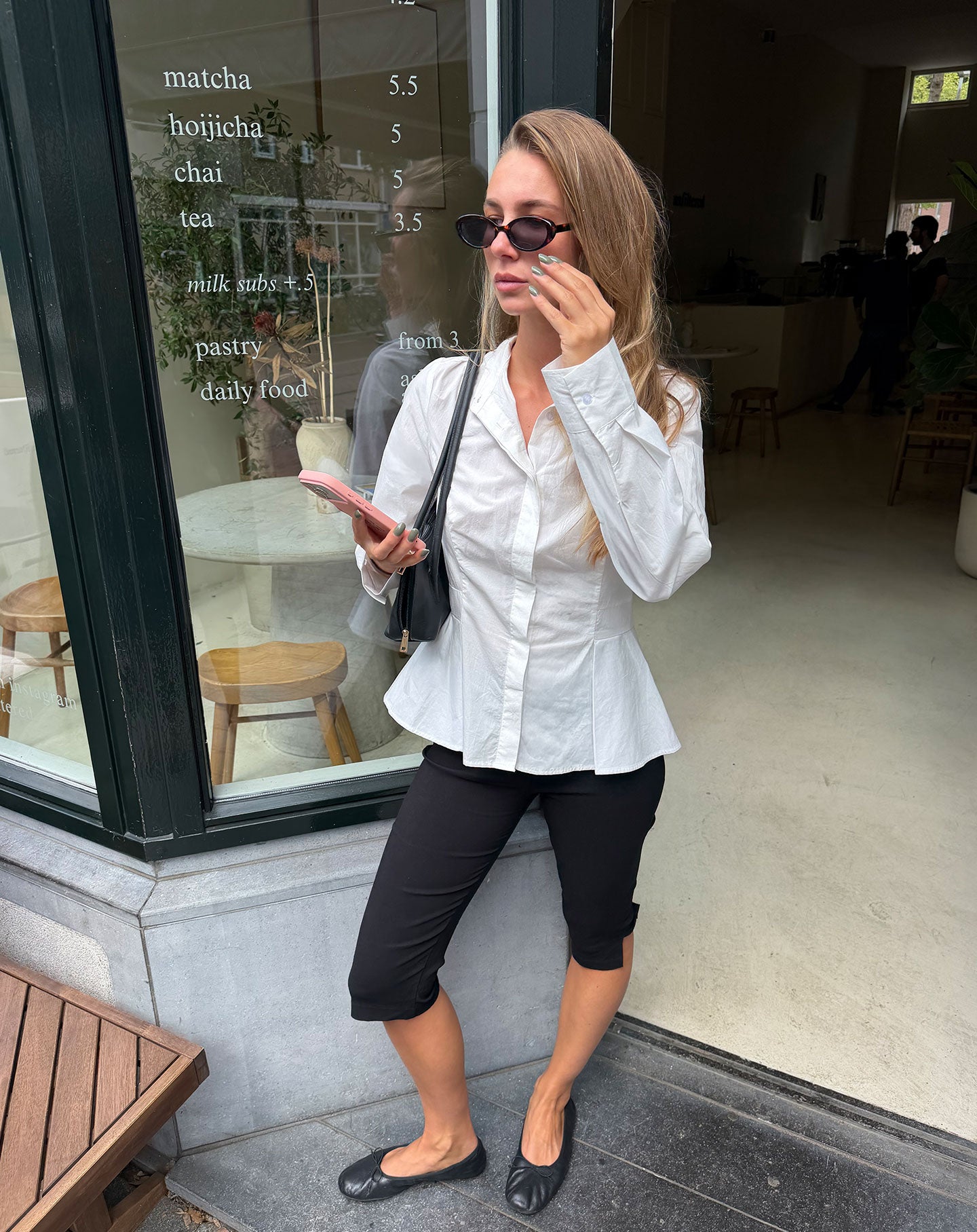 POPLIN PLEATED PEPLUM BLOUSE WIT