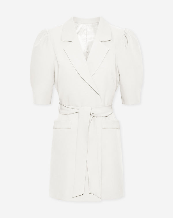 SEMMIE PUFF SHOULDER BLAZER DRESS OFF WHITE
