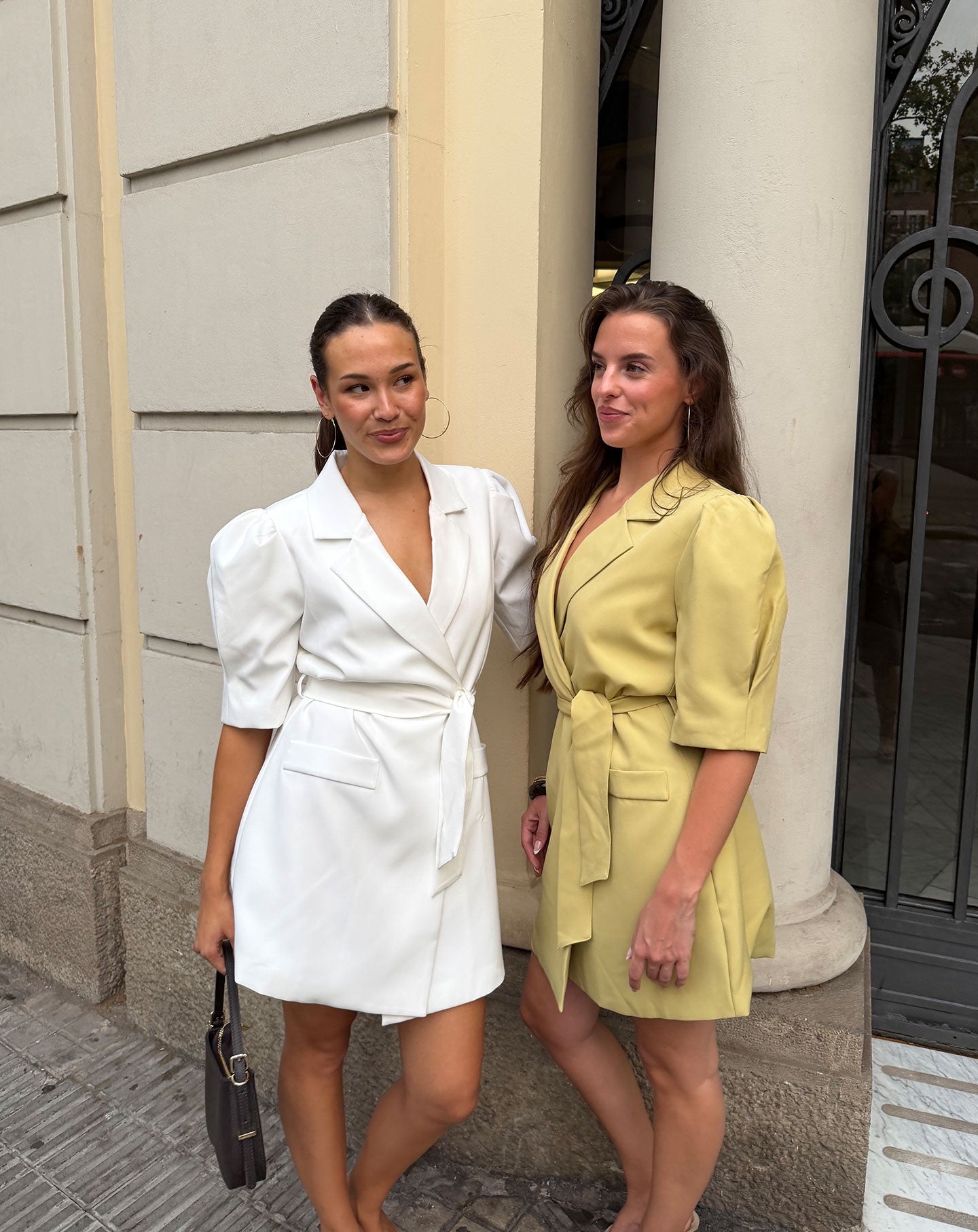 SEMMIE PUFF SHOULDER BLAZER DRESS OFF WHITE