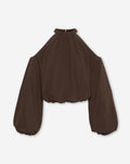 POPLIN CUT OUT SHOULDER BLOUSE BRUIN