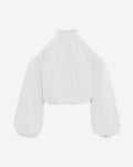 POPLIN CUT OUT SHOULDER BLOUSE WIT