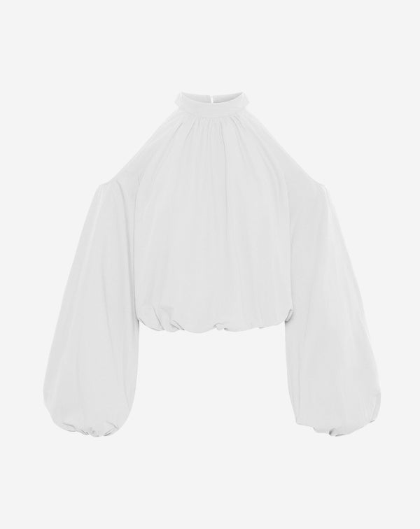 POPLIN CUT OUT SHOULDER BLOUSE WIT
