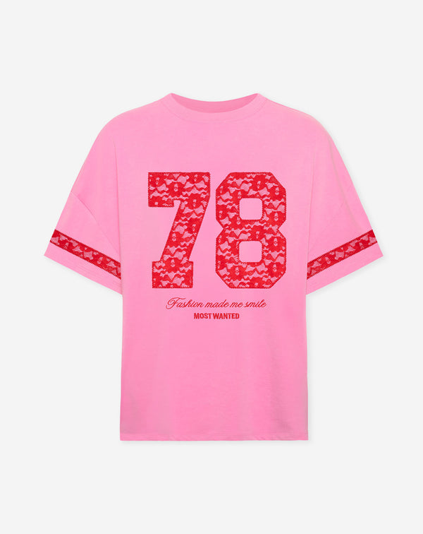 78 LACE OVERSIZED TEE ROZE