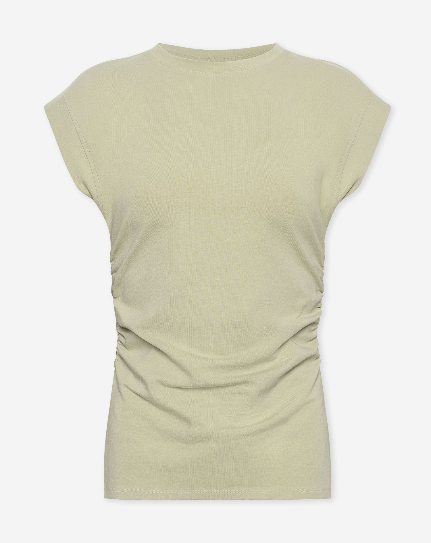 RUCHED SLEEVELESS SLIT TOP PISTACHE