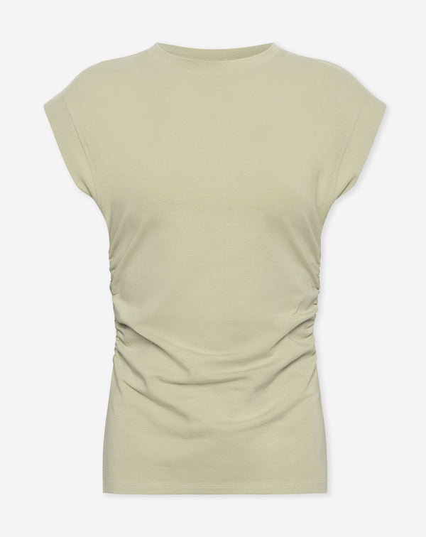 RUCHED SLEEVELESS SLIT TOP PISTACHE