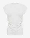 RUCHED SLEEVELESS SLIT TOP CRÈME