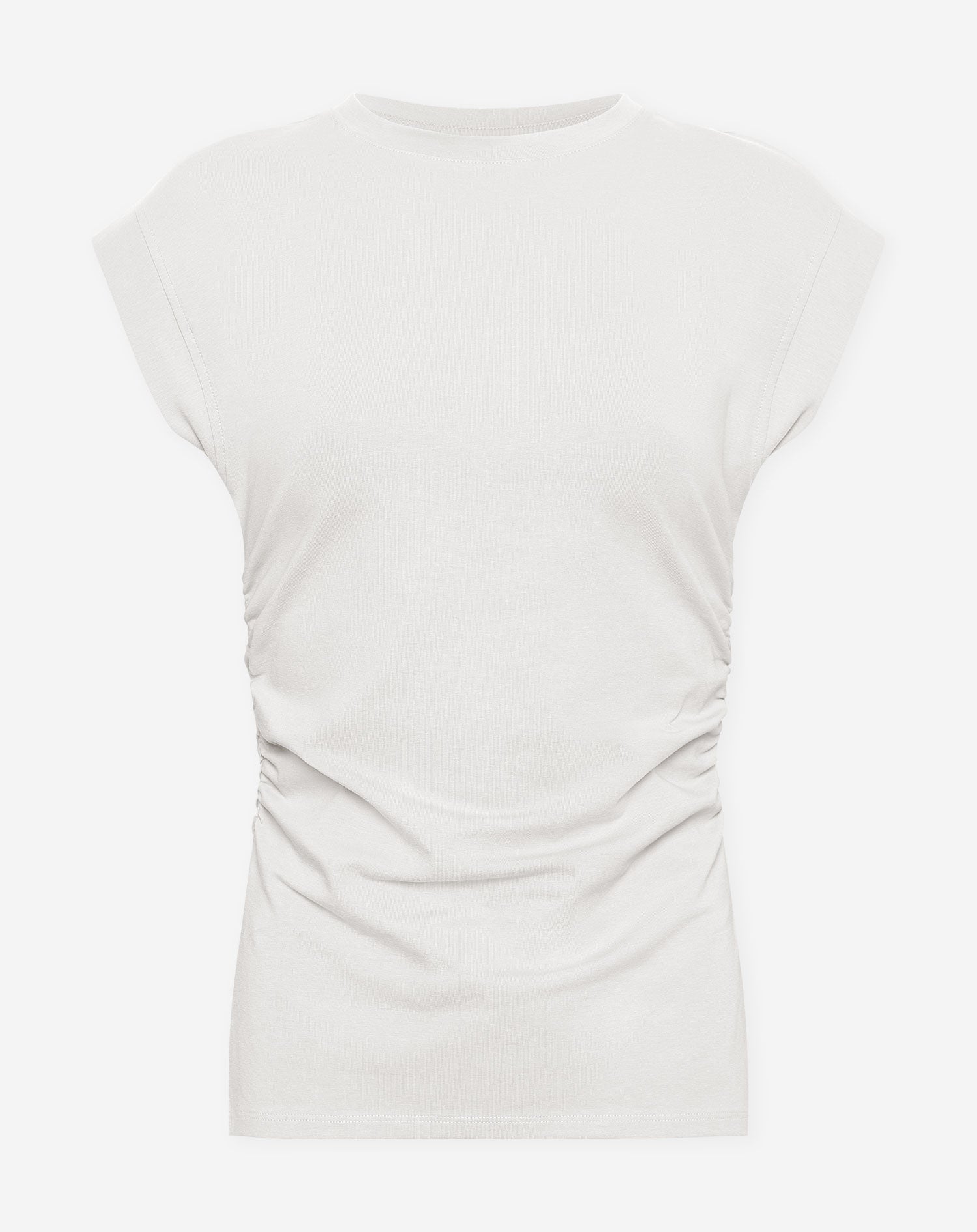 RUCHED SLEEVELESS SLIT TOP CRÈME
