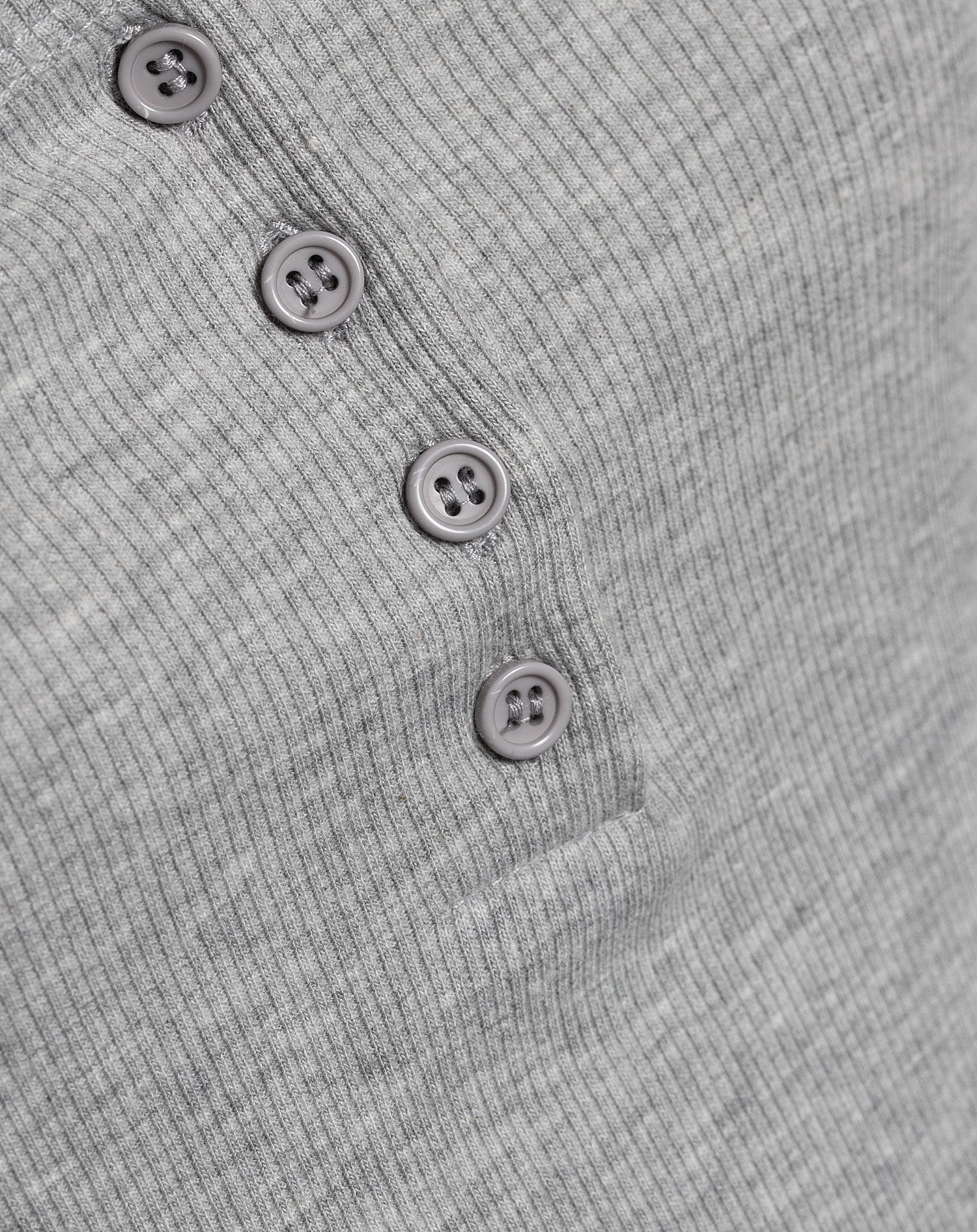 HENLEY RIB TOP GRIJS MELANGE