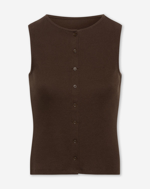 BUTTON UP RIB TOP BRUIN