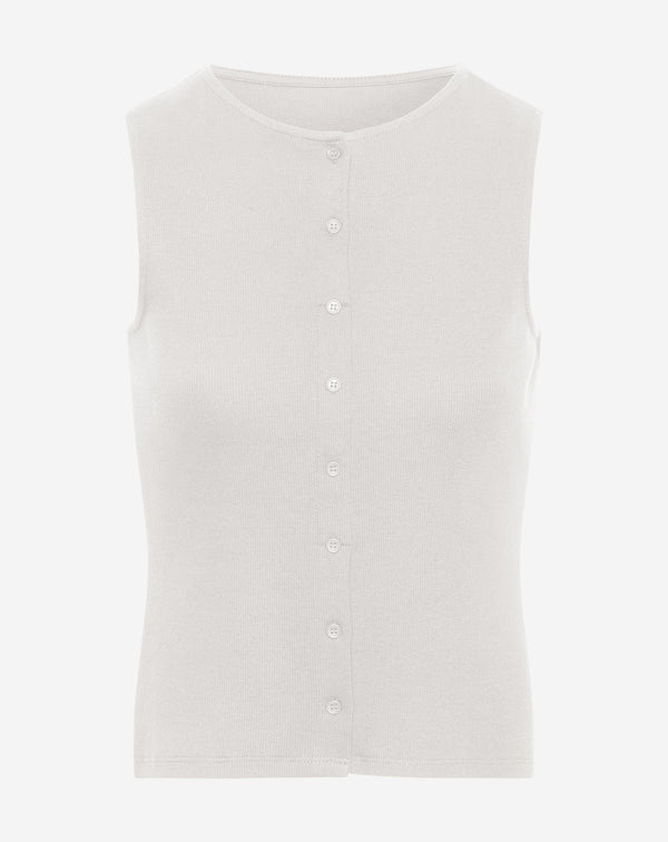 BUTTON UP RIB TOP CRÈME