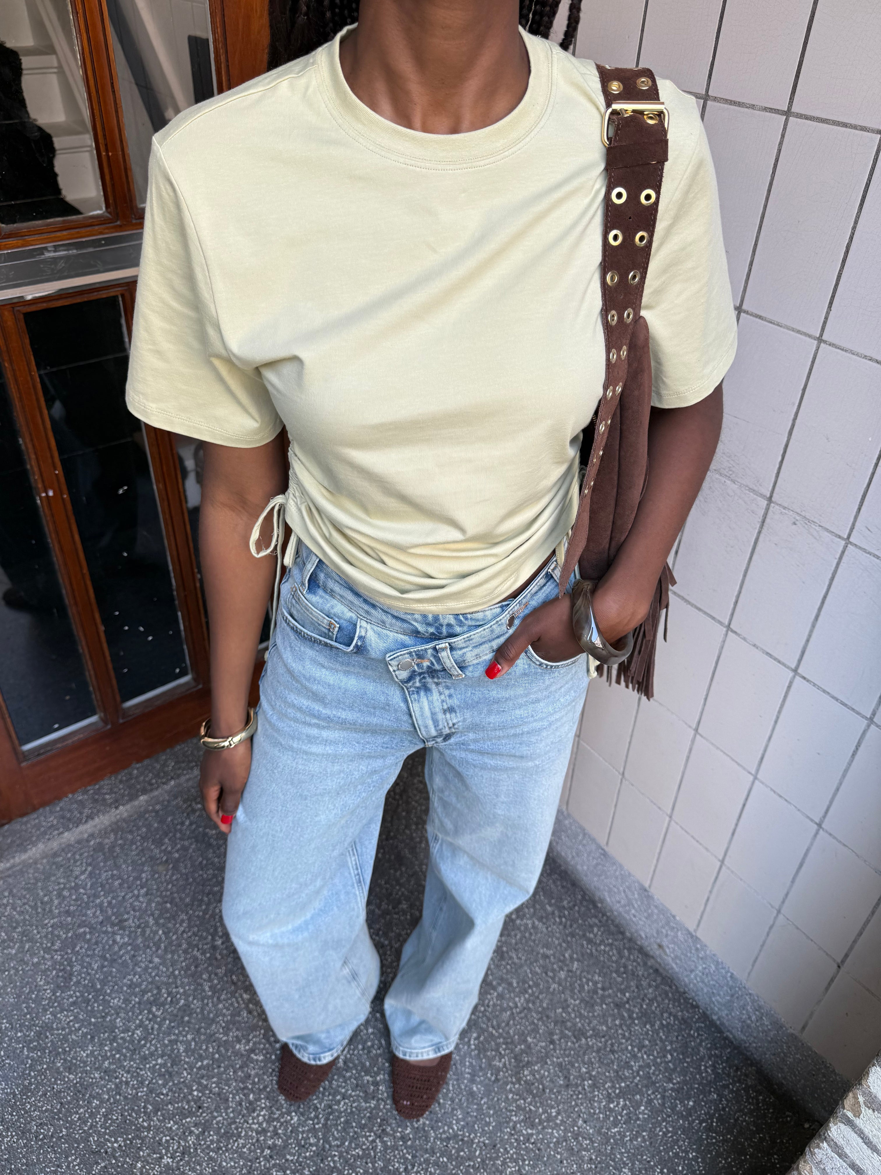 SIDE GATHERING TEE PISTACHE