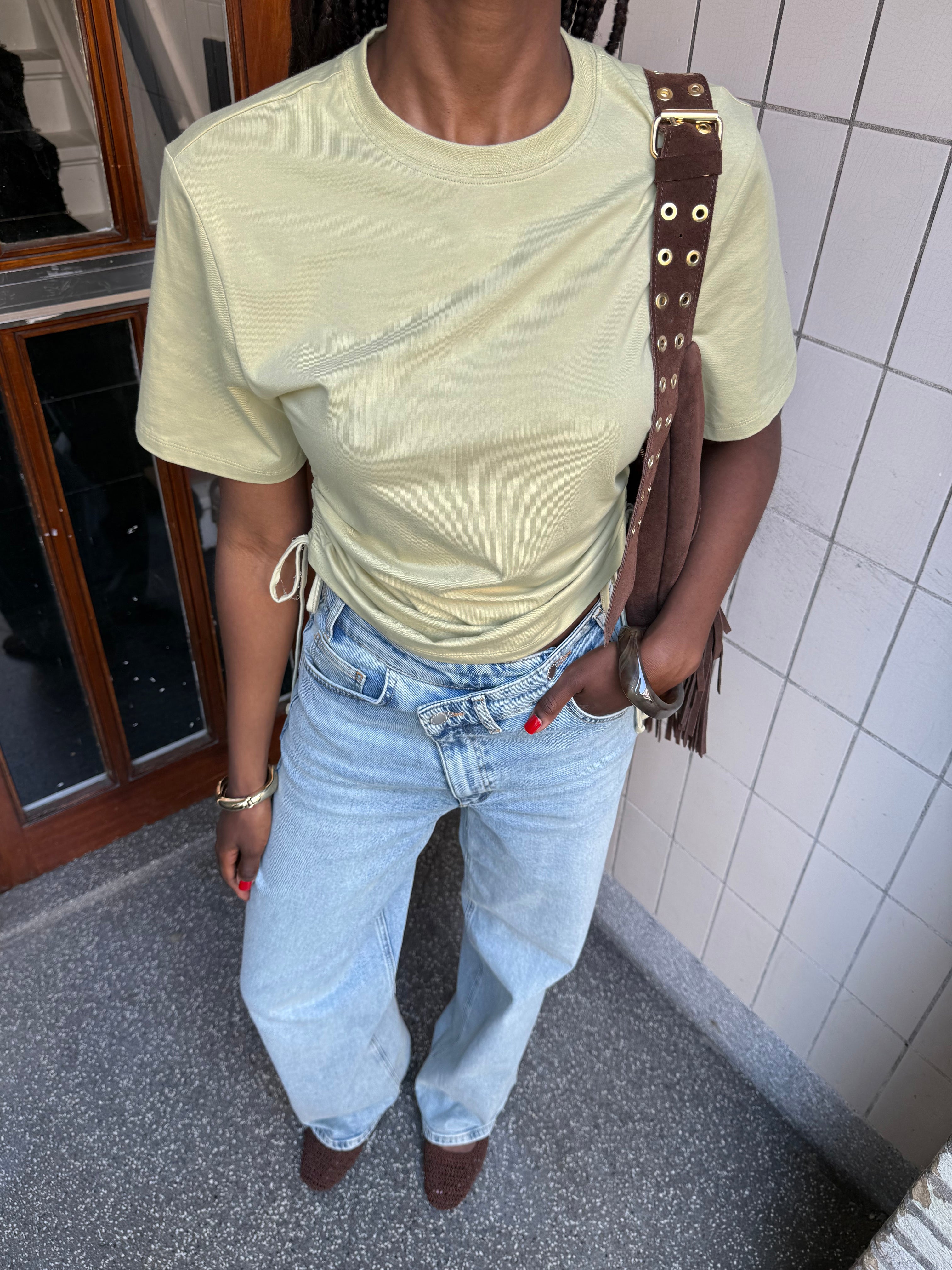 SIDE GATHERING TEE PISTACHE