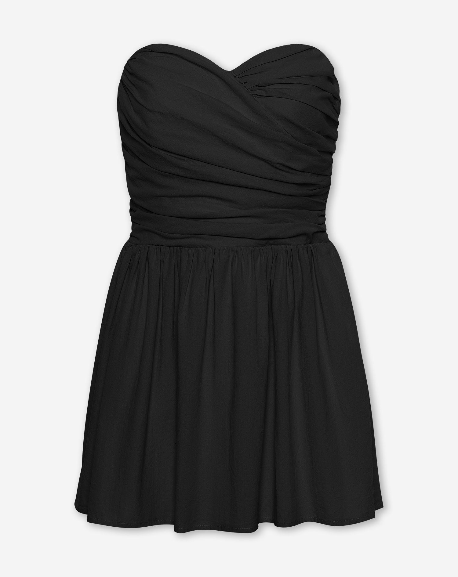 KIRA STRAPLESS COTTON DRESS ZWART