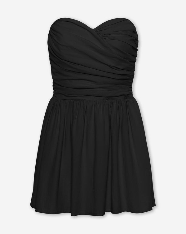 KIRA STRAPLESS COTTON DRESS ZWART