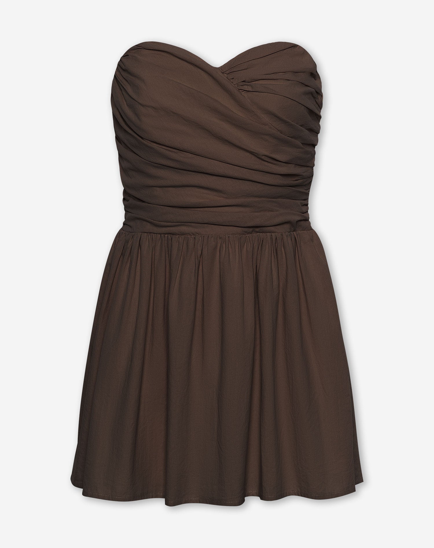 KIRA STRAPLESS COTTON DRESS BRUIN