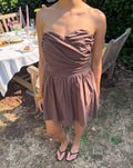 KIRA STRAPLESS COTTON DRESS BRUIN