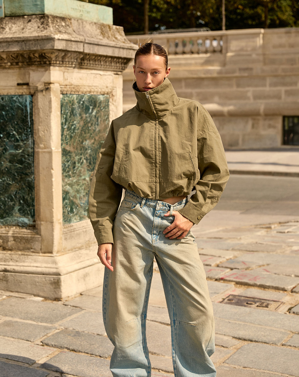 IMARA FUNNEL NECK JACKET LICHT OLIJFGROEN