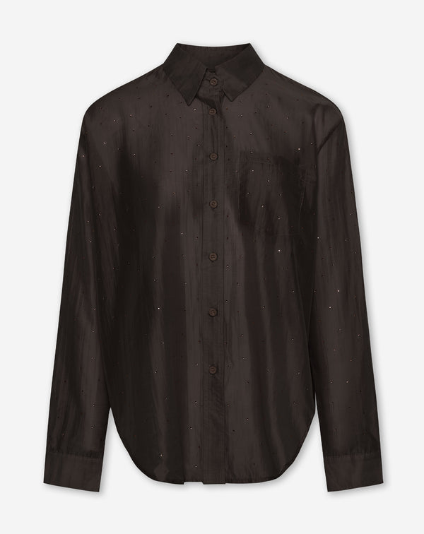 ALYA RHINESTONE BLOUSE BRUIN