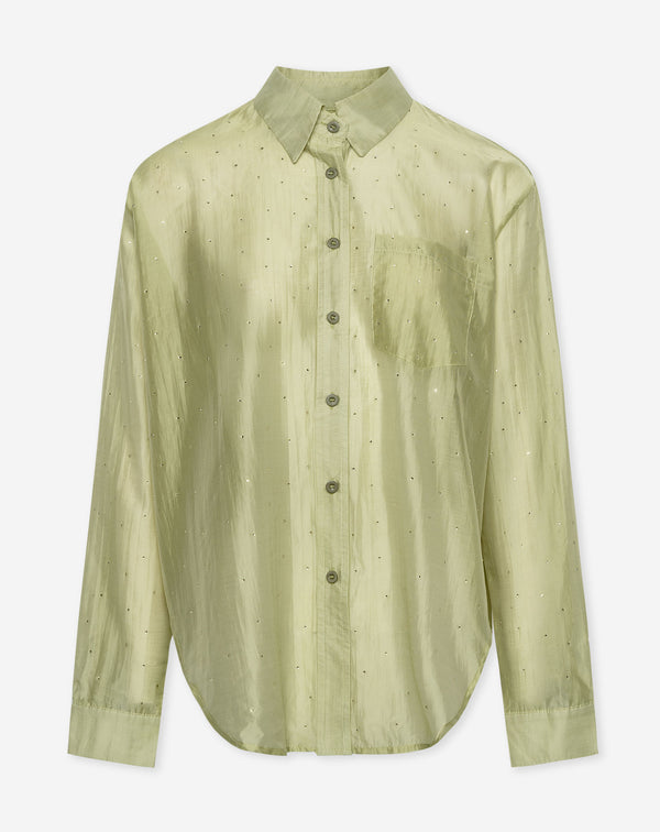 ALYA RHINESTONE BLOUSE SALIE GROEN