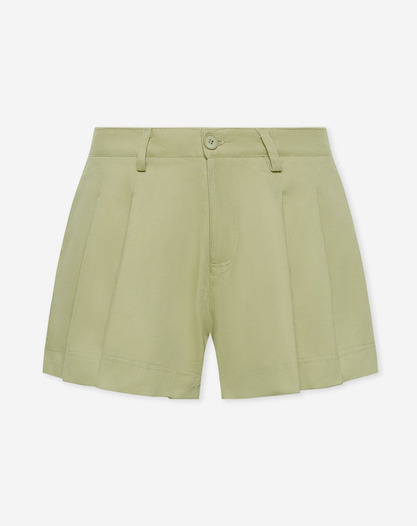 NAMI PLEATED TWILL SHORTS GROEN