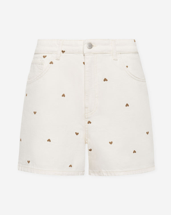 HEART MOM DENIM SHORT CRÈME