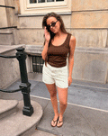 HEART MOM DENIM SHORT CRÈME