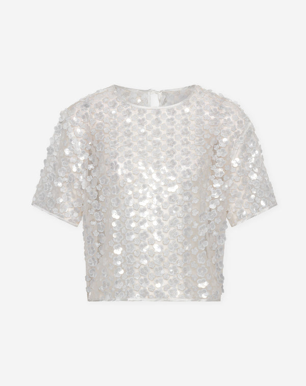ROWY BOXY SEQUIN FLOWER TOP WIT