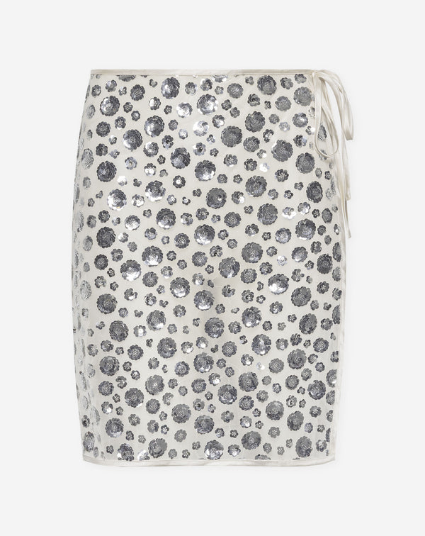 KITTY SEQUIN FLOWER WRAP SKIRT