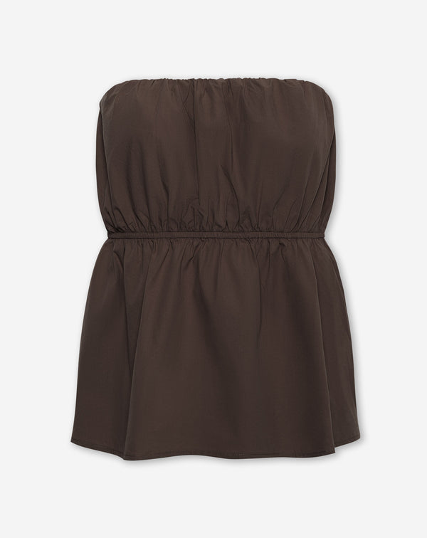 PEGGY POPLIN STRAPLESS TOP BRUIN