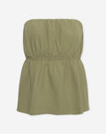 PEGGY POPLIN STRAPLESS TOP OLIJFGROEN