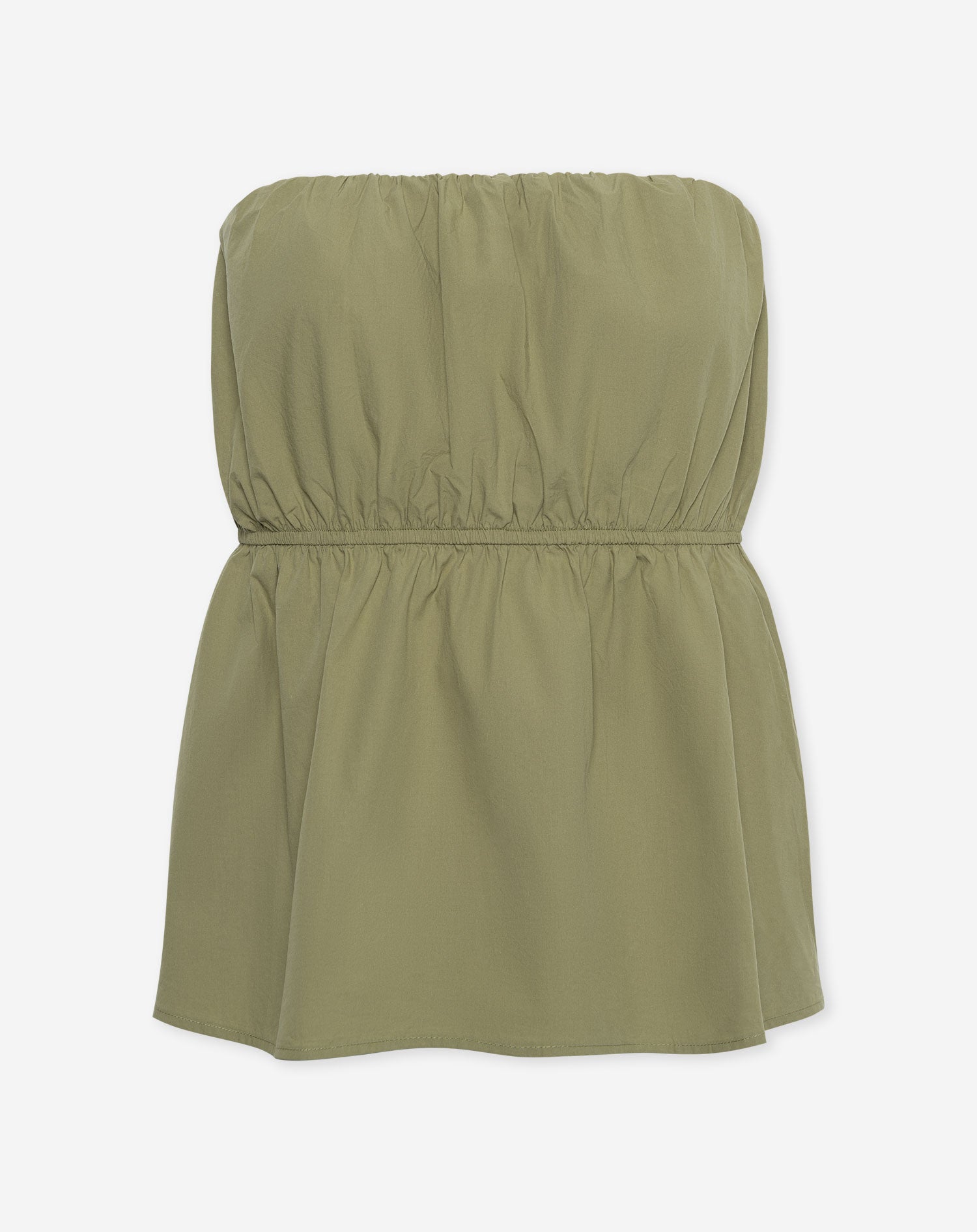 PEGGY POPLIN STRAPLESS TOP OLIJFGROEN