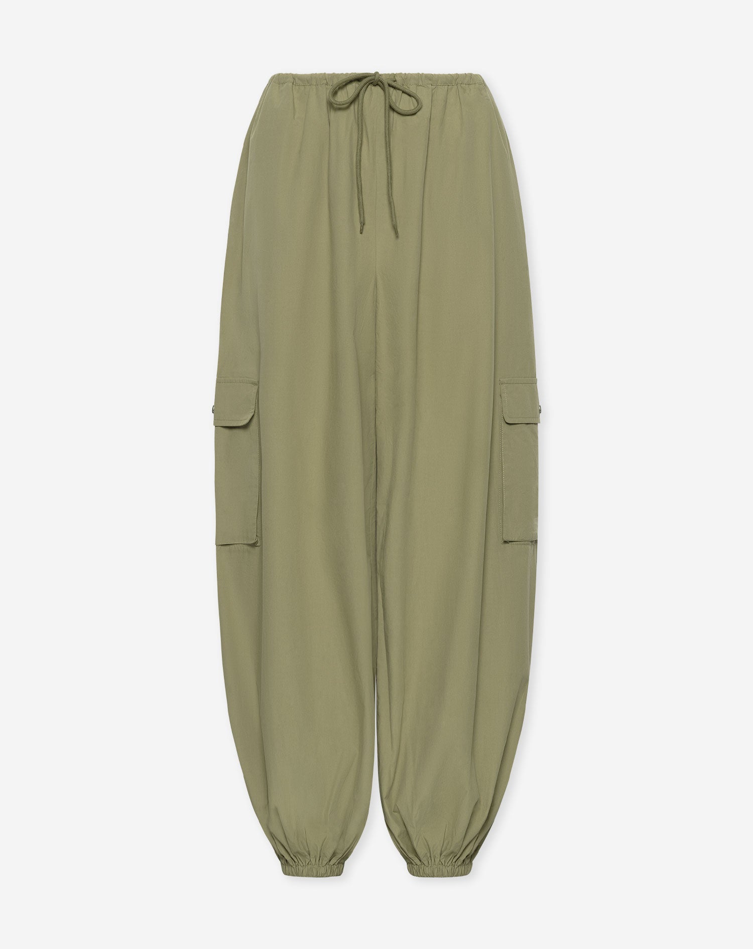 PEGGY POPLIN CARGO BALLOON PANTS OLIJFGROEN
