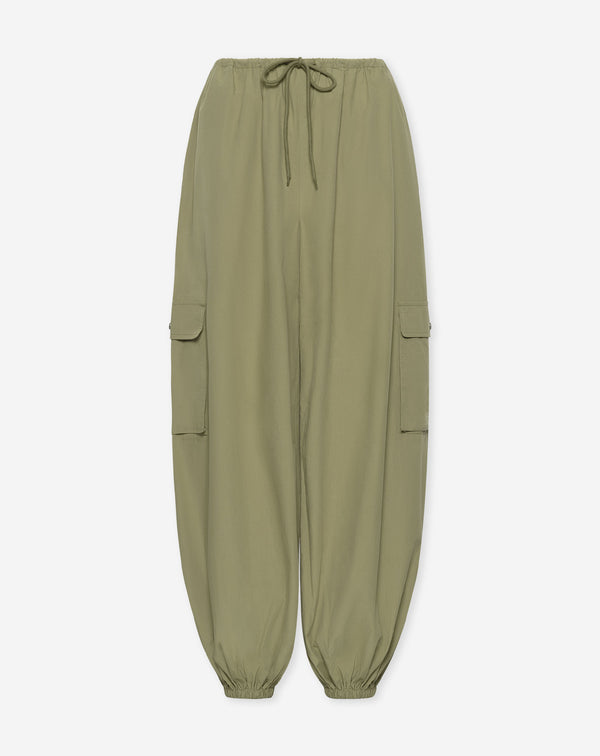 PEGGY POPLIN CARGO BALLOON PANTS OLIJFGROEN