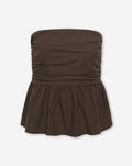 PEGGY POPLIN STRAPLESS PEPLUM TOP BRUIN