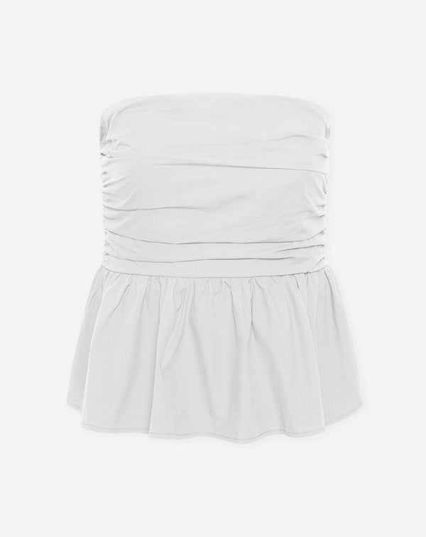 PEGGY POPLIN STRAPLESS PEPLUM TOP WIT