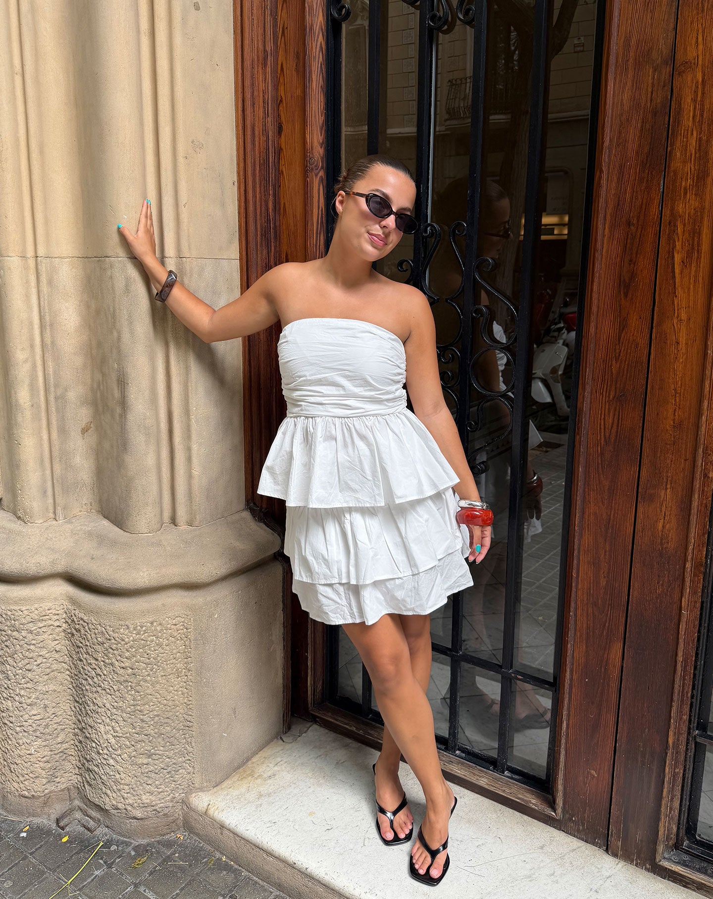 PEGGY POPLIN STRAPLESS PEPLUM TOP WIT