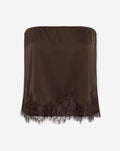 STACEY STRAPLESS SATIN LACE TOP BRUIN