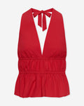 KIRA PEPLUM HALTER TOP ROOD