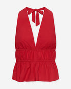 KIRA PEPLUM HALTER TOP ROOD