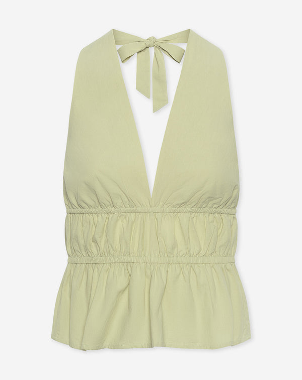 KIRA PEPLUM HALTER TOP SALIEGROEN