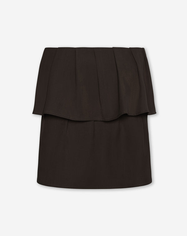 LORNA BANDEAU FRILL TOP BRUIN